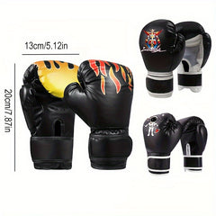 Flame Boxing Gloves Cartoon Training Gloves Protective Gear for Beginners