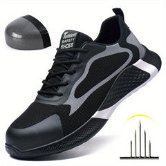 Men's Safety Work Shoes Steel Toe Breathable Mesh Anti Smashing Anti Stabbing