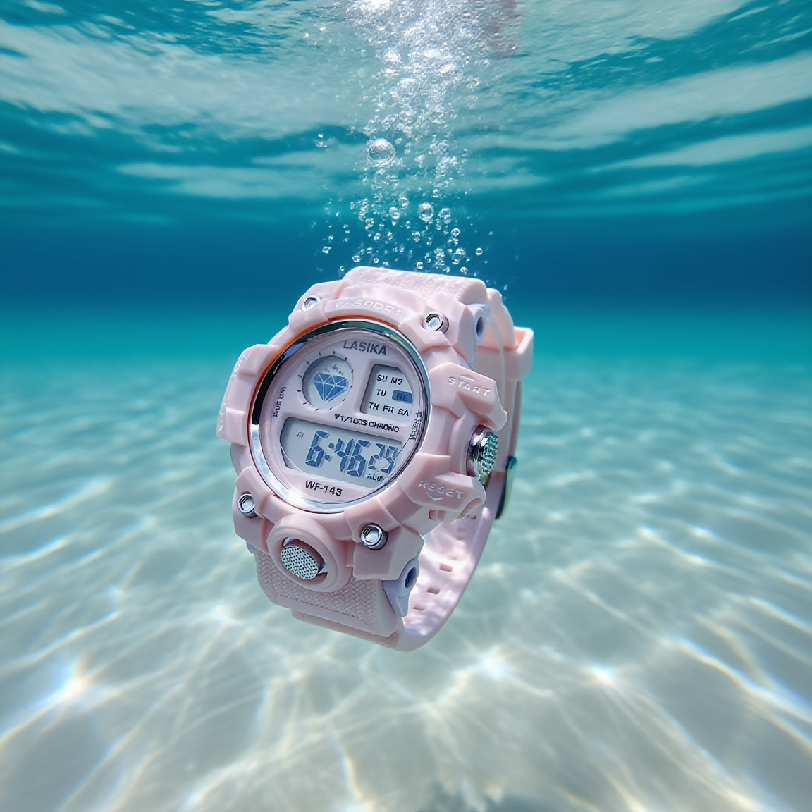 Pink Girls' Waterproof Digital Watch Sports Timer Date Alarm Adjustable Strap