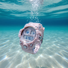Pink Girls' Waterproof Digital Watch Sports Timer Date Alarm Adjustable Strap