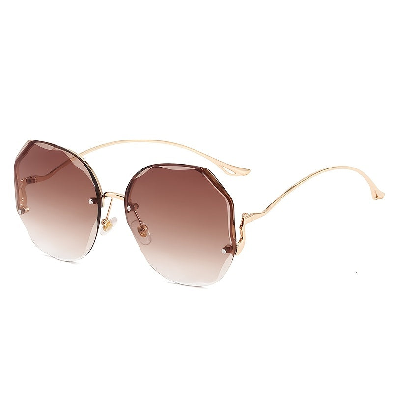 Oversized Gradient Rhinestone Polygon Sunglasses With Case