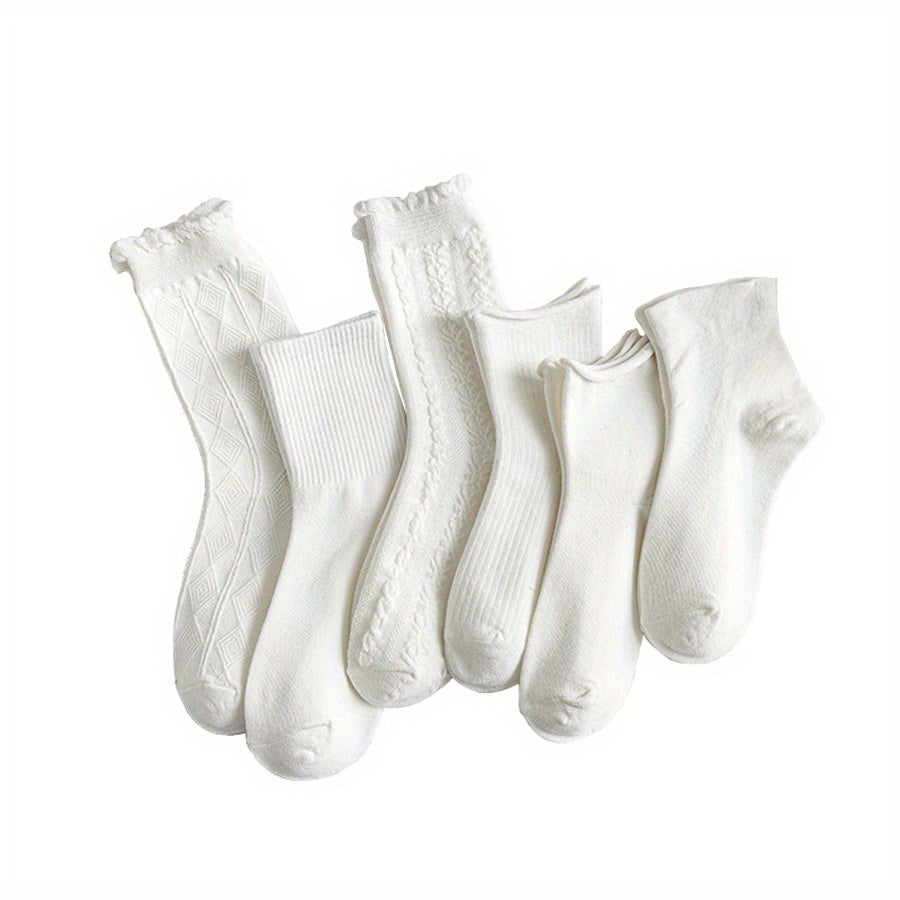 6 Pairs Mid Tube Socks Soft & Comfy Women's Stockings