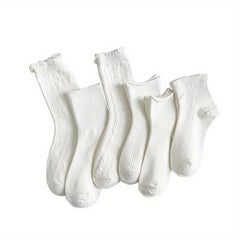 6 Pairs Mid Tube Socks Soft & Comfy Women's Stockings