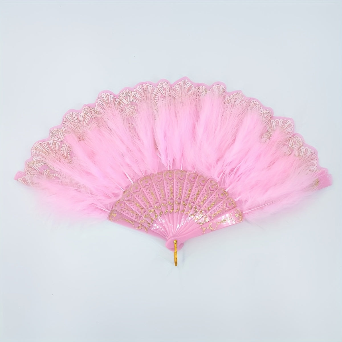 Pink Plush Folding Fan Dance Performance Photography Props