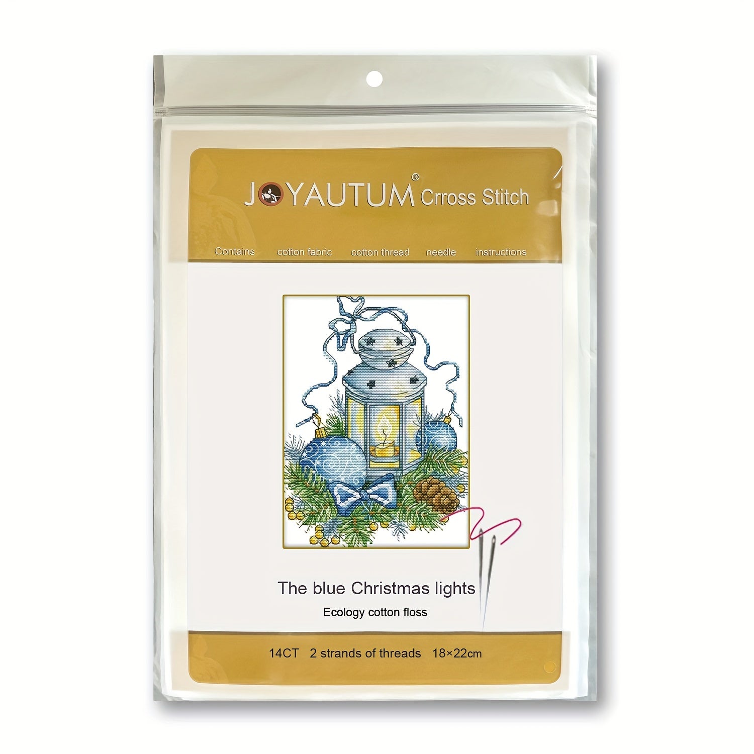Christmas Lantern Cross Stitch Embroidery Kit 14CT Cloth DIY