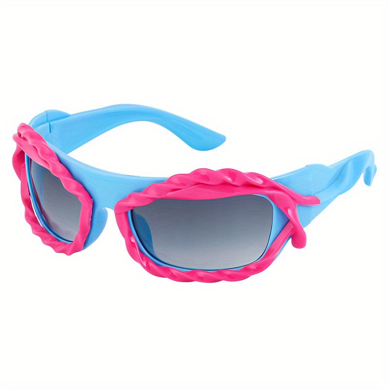 Y2K Block Sunglasses Wrap Around UV400 Sun Shades For Men Women