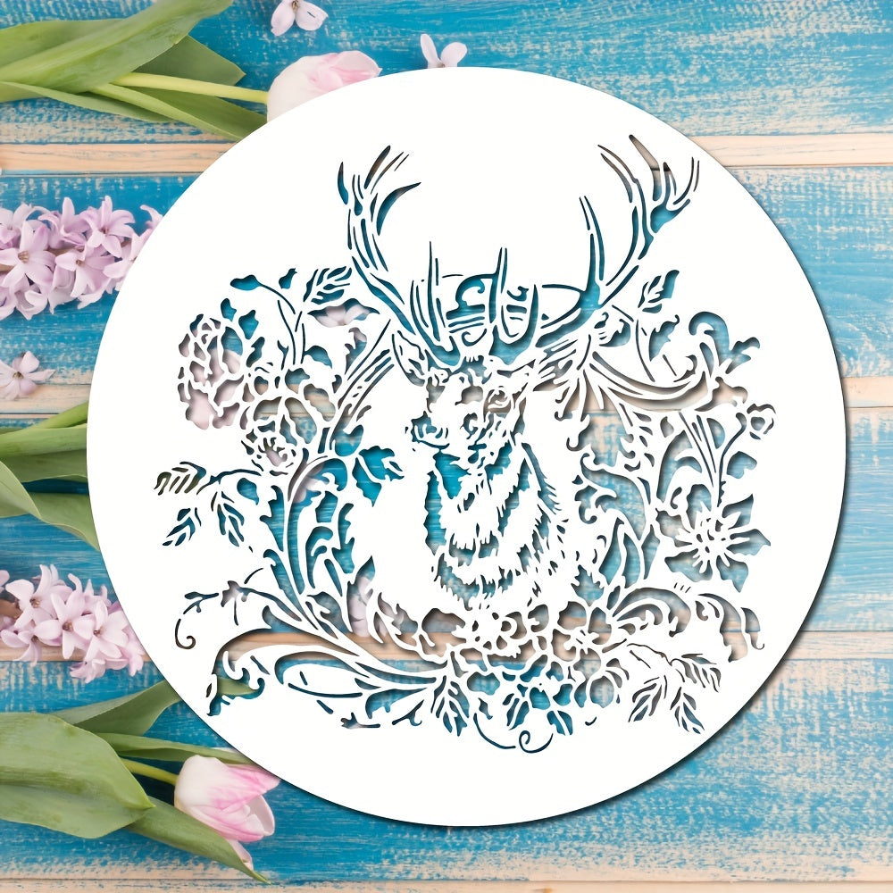 Big Deer Stencil 13.8 Inch Reusable Floral Deer Painting Template
