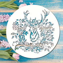 Big Deer Stencil 13.8 Inch Reusable Floral Deer Painting Template