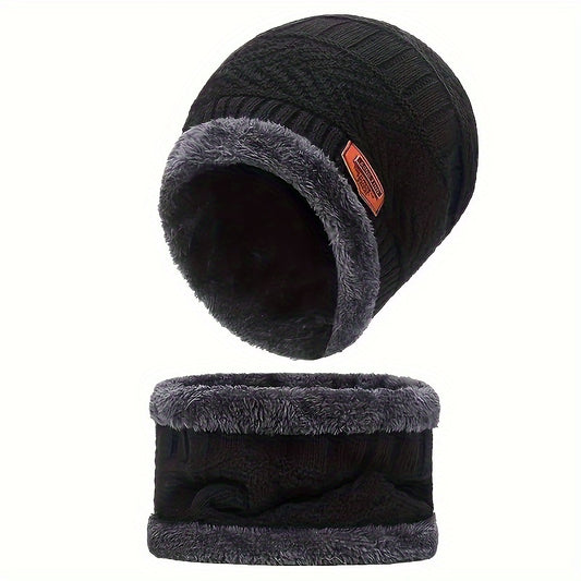 Winter Warm Beanie Hat & Scarf Set Thickened Knitted Hat For Men And Women