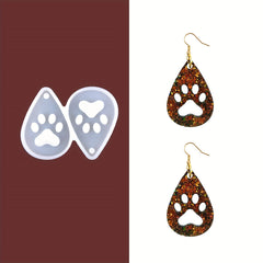 Dog Paw Water Drop Silicone Mold for Earrings Pendant DIY Jewelry Making