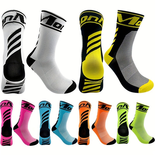 Breathable Sweat Absorbent Mid Calf Cycling Sports Socks