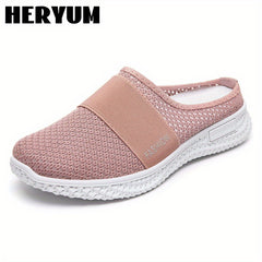 Women's Breathable Knit Mule Sneakers Lightweight Slip On Shoes