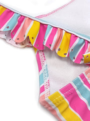 Toddler Rainbow Striped Ruffle One Piece Swimsuit
