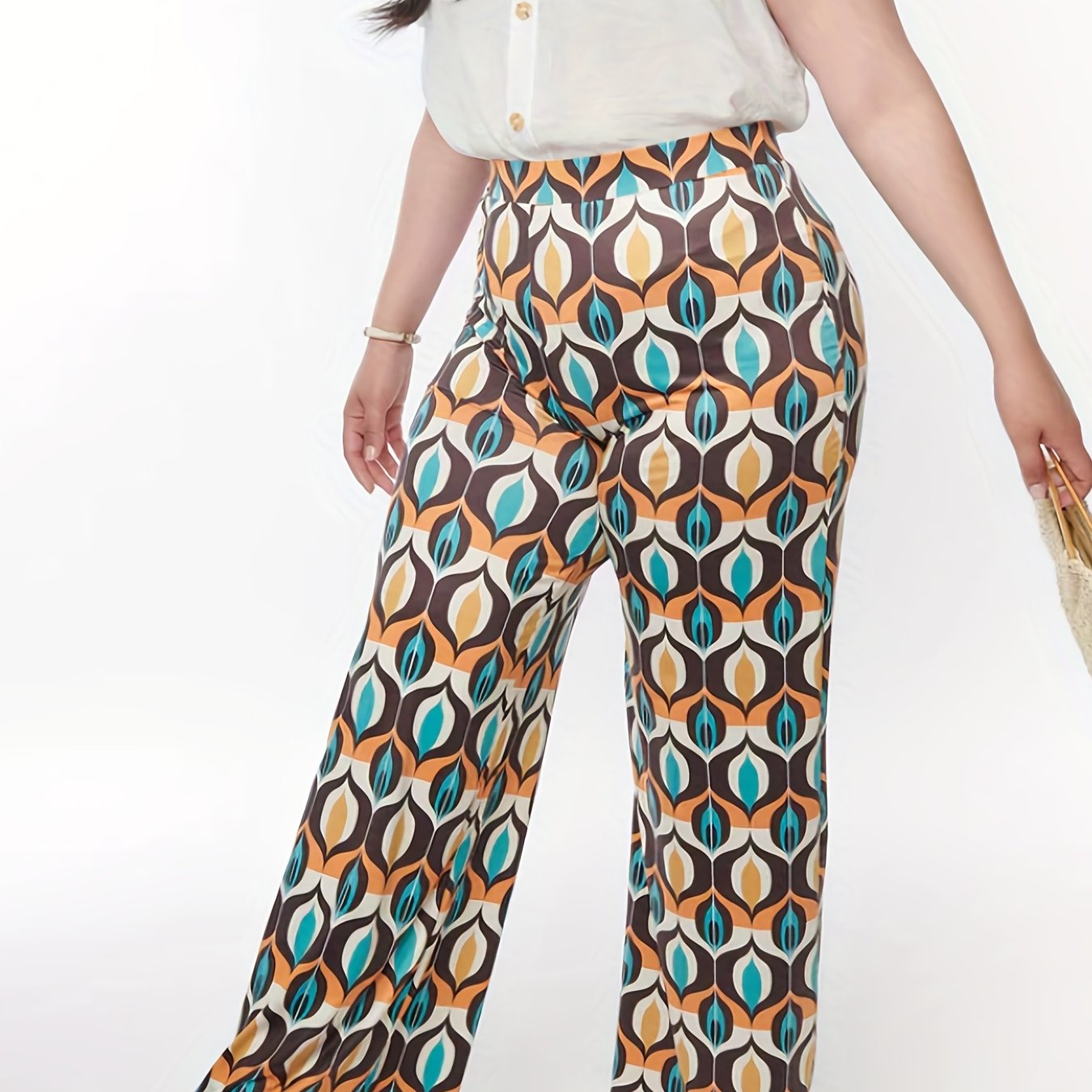  Geometric Print Wide Leg Pants