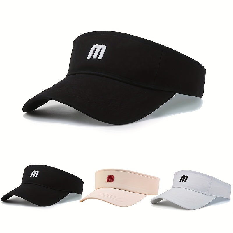 3D M Embroidery Visor Hat Solid Casual Sunshade UV Protection Sun Hat