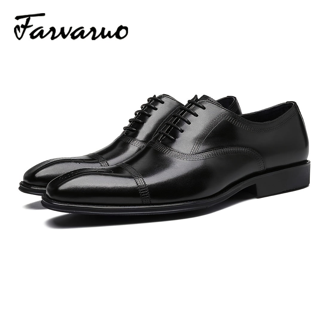 FARWARWO Men's Leather Oxford Shoes Pointed Toe Formal Comfortable Dress Shoes
