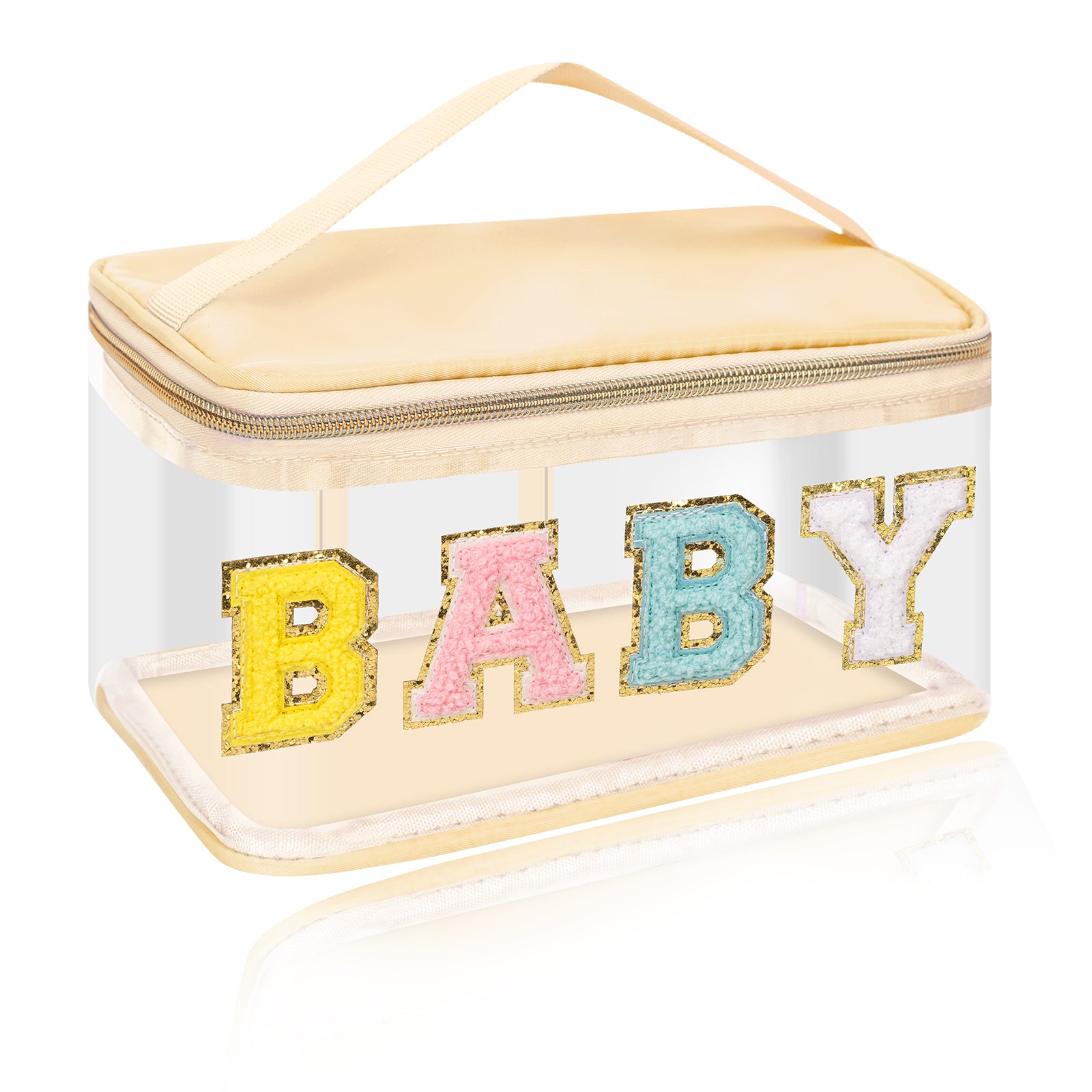 Chenille Letter Clear Makeup Bag Zipper Waterproof Cosmetic Handbag