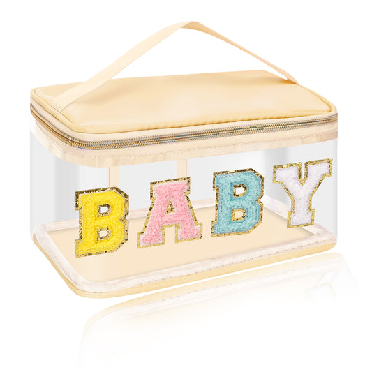 Chenille Letter Clear Makeup Bag Zipper Waterproof Cosmetic Handbag