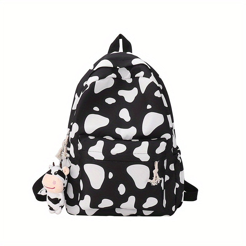 Cow Pattern Backpack Schoolbag Large Capacity Speckled Backpack