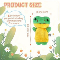 16pcs Soft Plush Finger Puppet Set for Storytime Learning