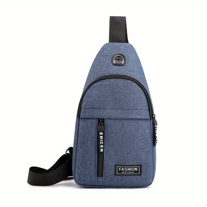 Men's Nylon Crossbody Bag With Earphone Hole Multifunction Diagonal Shoulder Bag