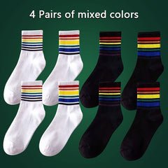 Rainbow Striped Socks Women's Mid Tube Stockings