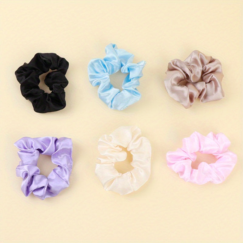 6Pcs Girls Large Hair Tie Scrunchie Elastic Bands Ponytail Hair Accessories