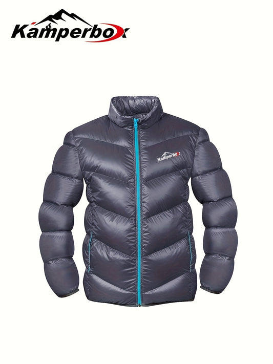 Men's Duck Down Hooded Jacket Casual Padded Coat Winter Windbreaker