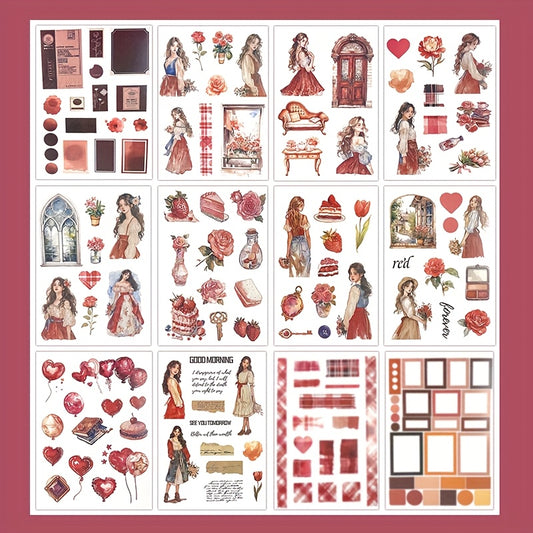 Vintage Floral Sticker Book - Parisian Scenes & Tea Party Designs