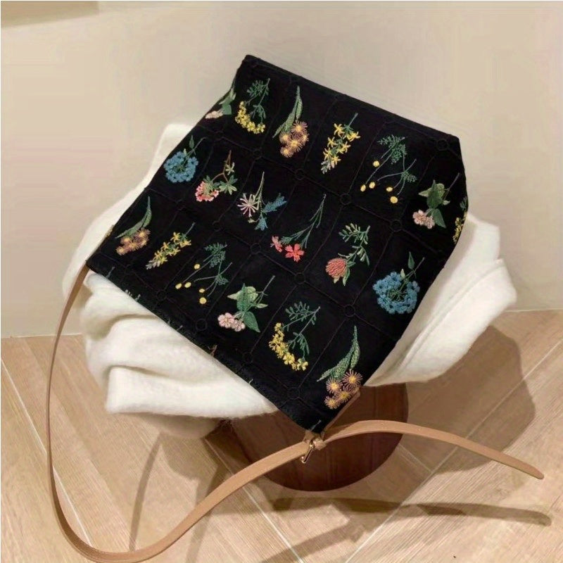 Vintage Flower Canvas Tote Bag Large Capacity Shoulder Bag