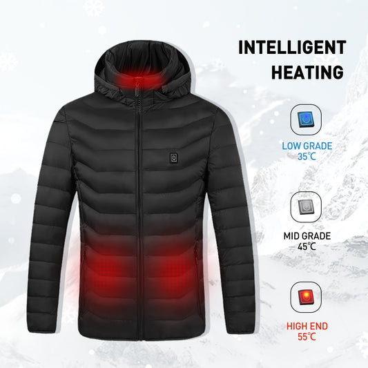 Men's Casual Heating Hooded Jacket for Outdoor Activities