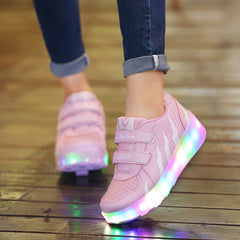 LED Light Roller Skate Shoes For Girls, Anti Slip, Outdoor/Indoor
