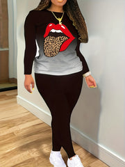  Lip & Ombre Print Top & Leggings Set