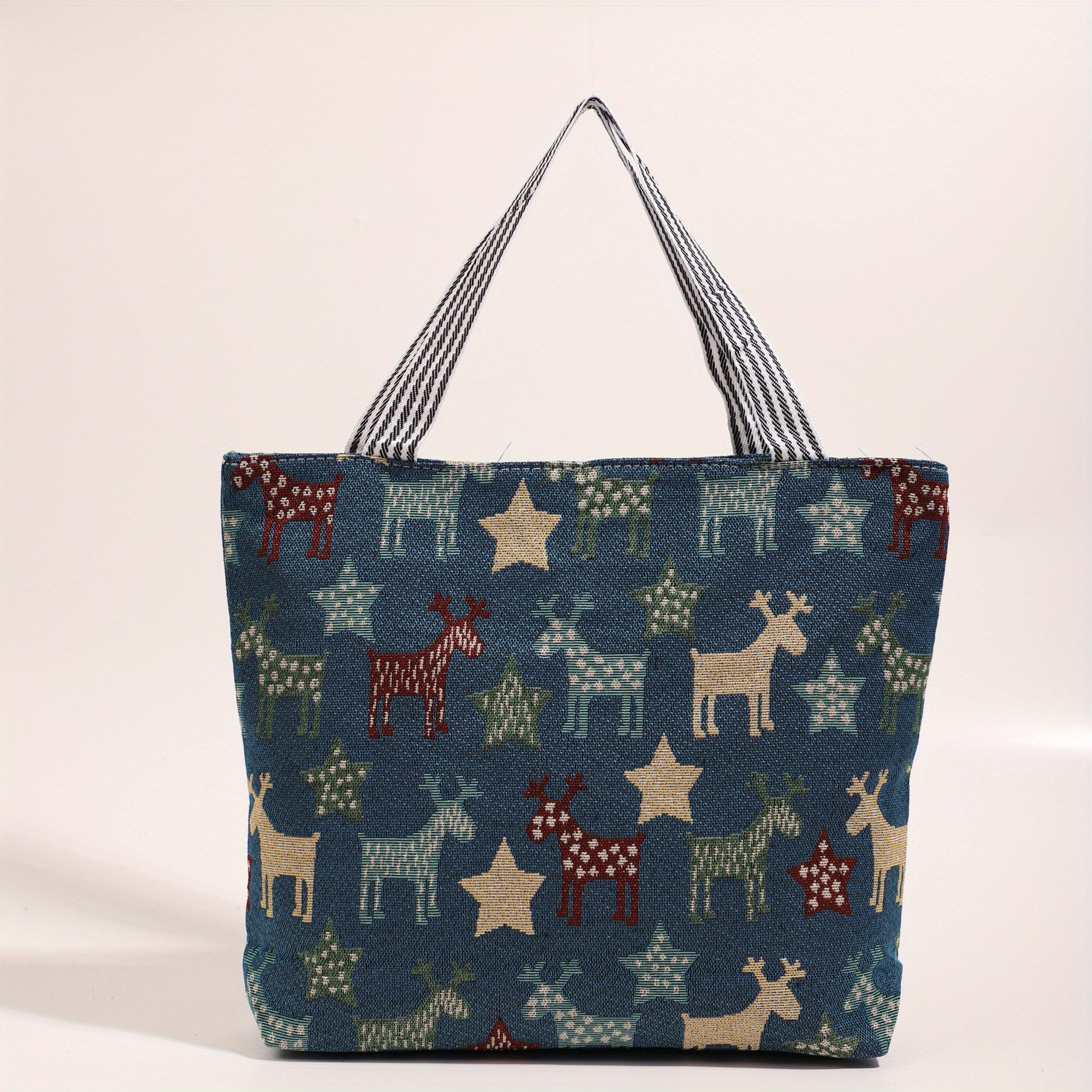 Vintage Cartoon Print Tote Bag Canvas Shoulder Handbag Women's Satchel Purse