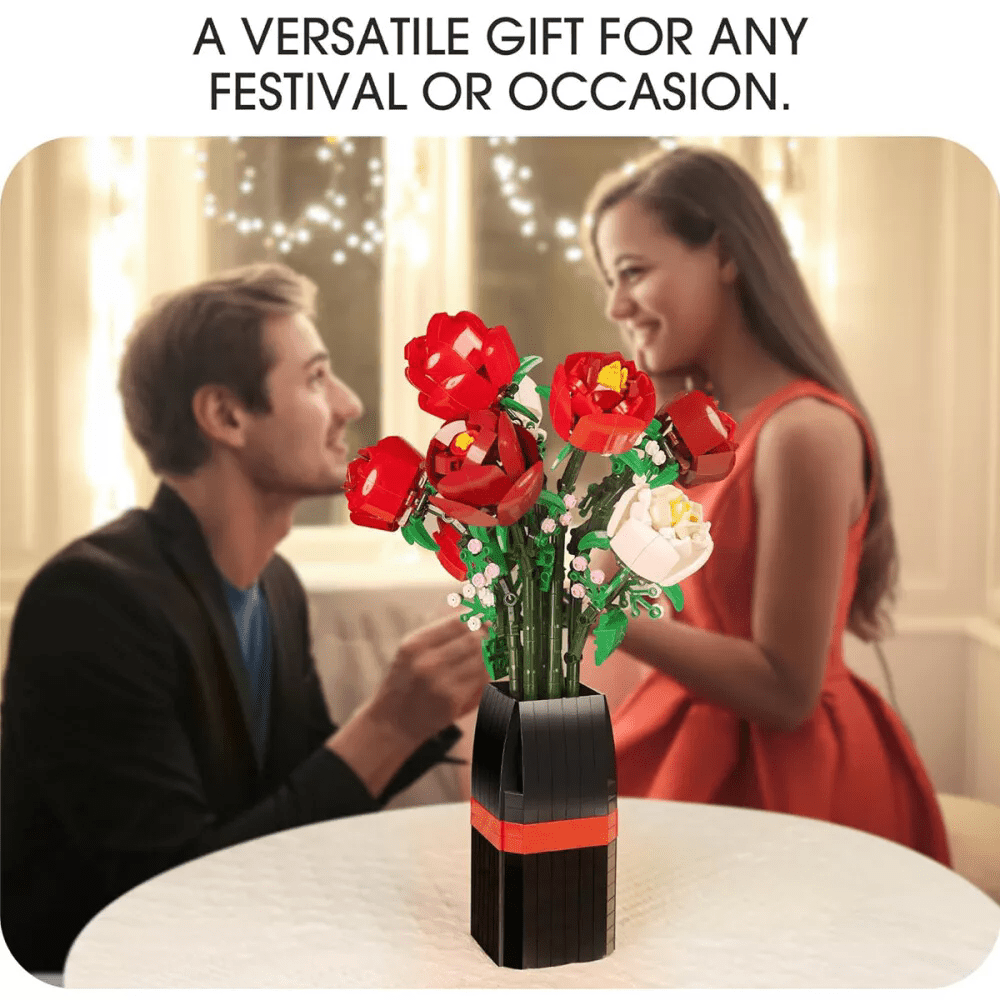1pc Rose Bouquet Building Blocks - Anniversary Thanksgiving Gift