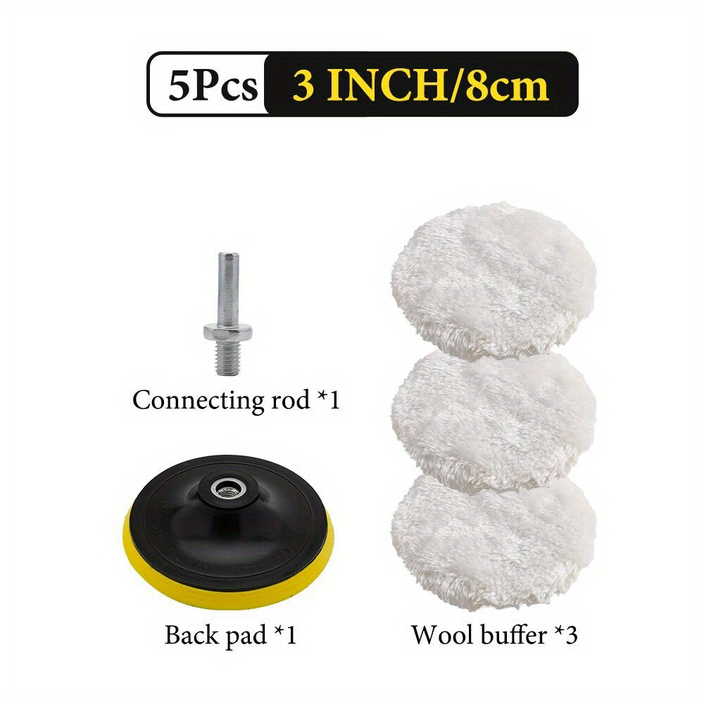 Car Polishing Kit Pad Sponge Wool Wheel Auto Paint Care Polisher Pads