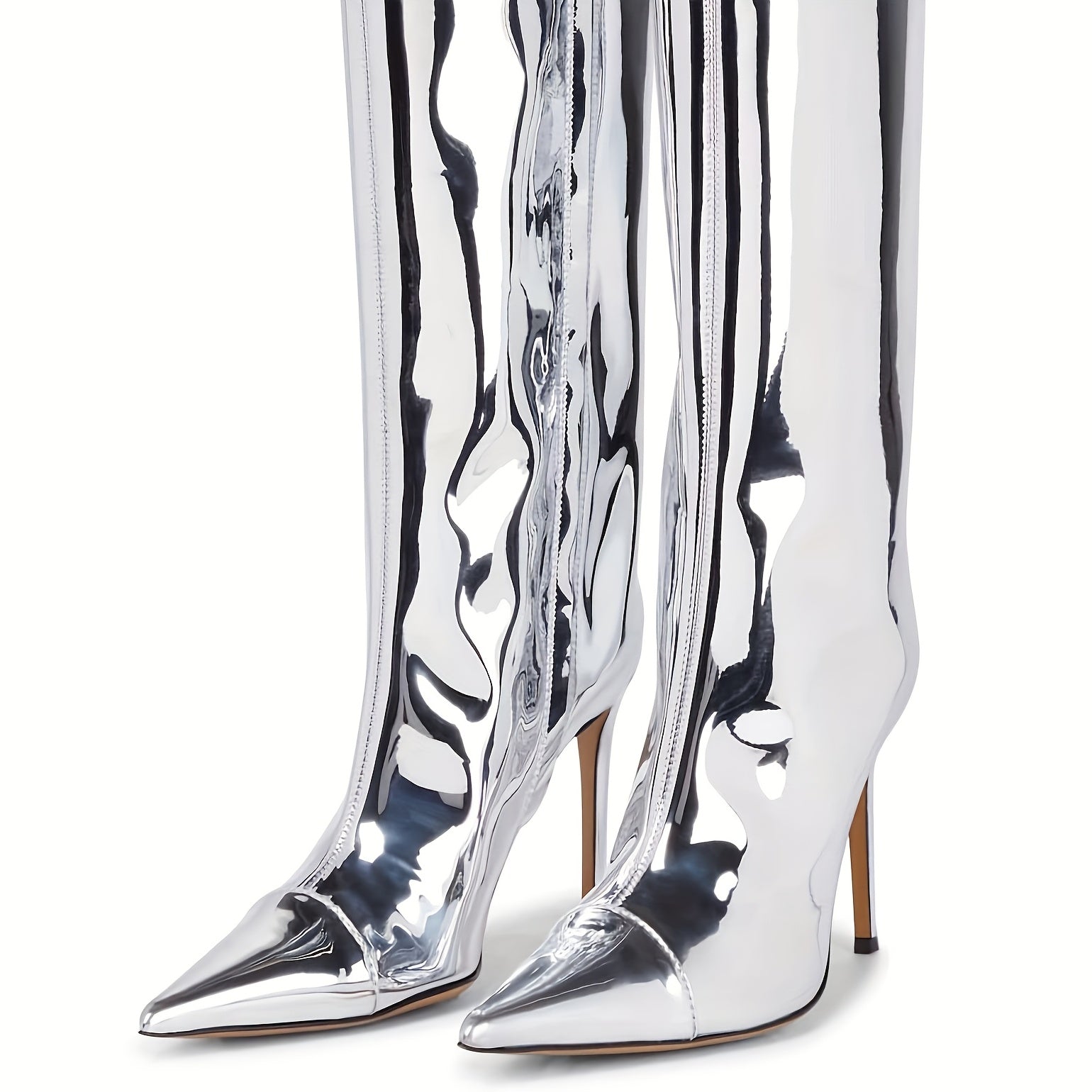 Women's Patent Leather Long Boots Stiletto Heel Over Knee Shoes