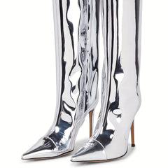 Women's Patent Leather Long Boots Stiletto Heel Over Knee Shoes