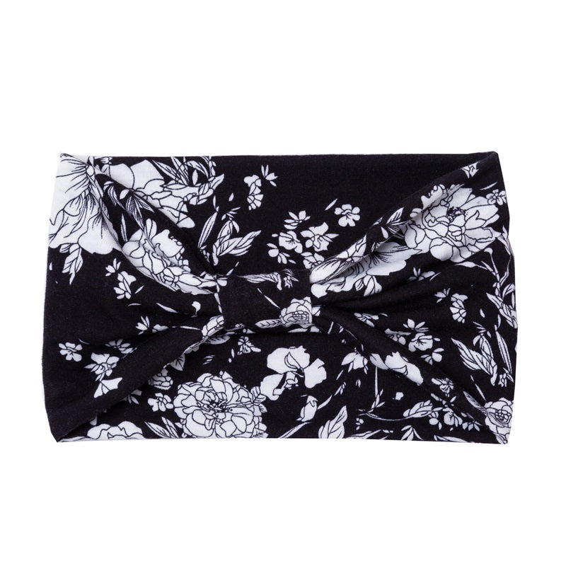 Boho Headband Wide Brimmed Hair Scarf Floral Elastic Turban