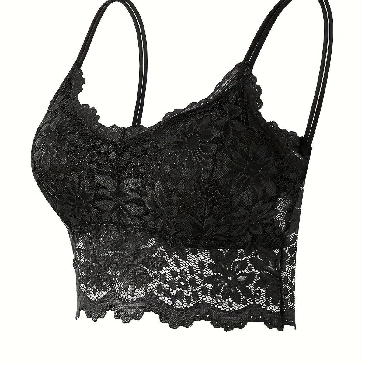 Floral Lace Wireless Bra Double Straps