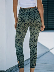 Leopard Print Cropped Leggings Gym Fitness Tight Pants