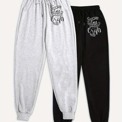  Slogan Print Joggers 2 Pcs Set