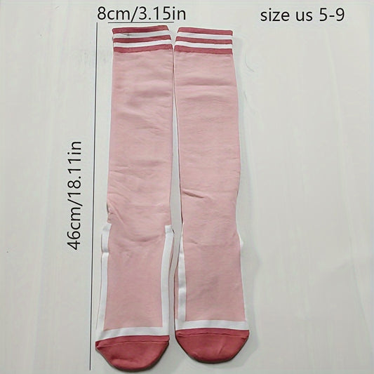 Yoga Socks Striped Grips Athletic Socks Non-slip Knee High