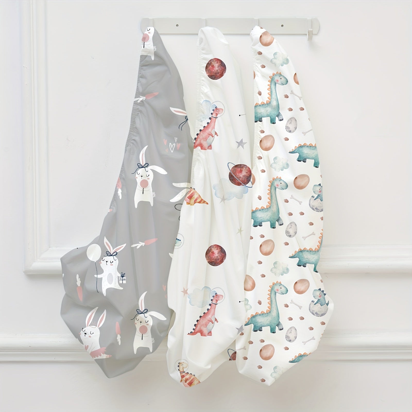 3 Pack Cartoon Printed Baby Crib Sheets Soft Microfiber Toddler Bedding