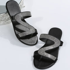 Women's Rhinestone Slide Sandals Bohemian Flatform Shoes