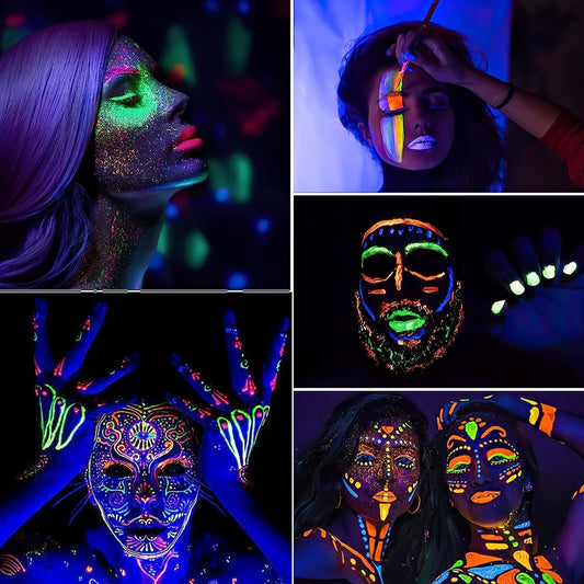 UV Body Paint Set 6 Tubes 10ml UV Neon Face & Body Paint