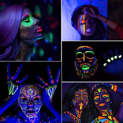 UV Body Paint Set 6 Tubes 10ml UV Neon Face & Body Paint