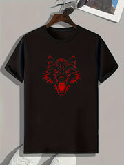 Wolf Print Men's Graphic T shirt for Summer