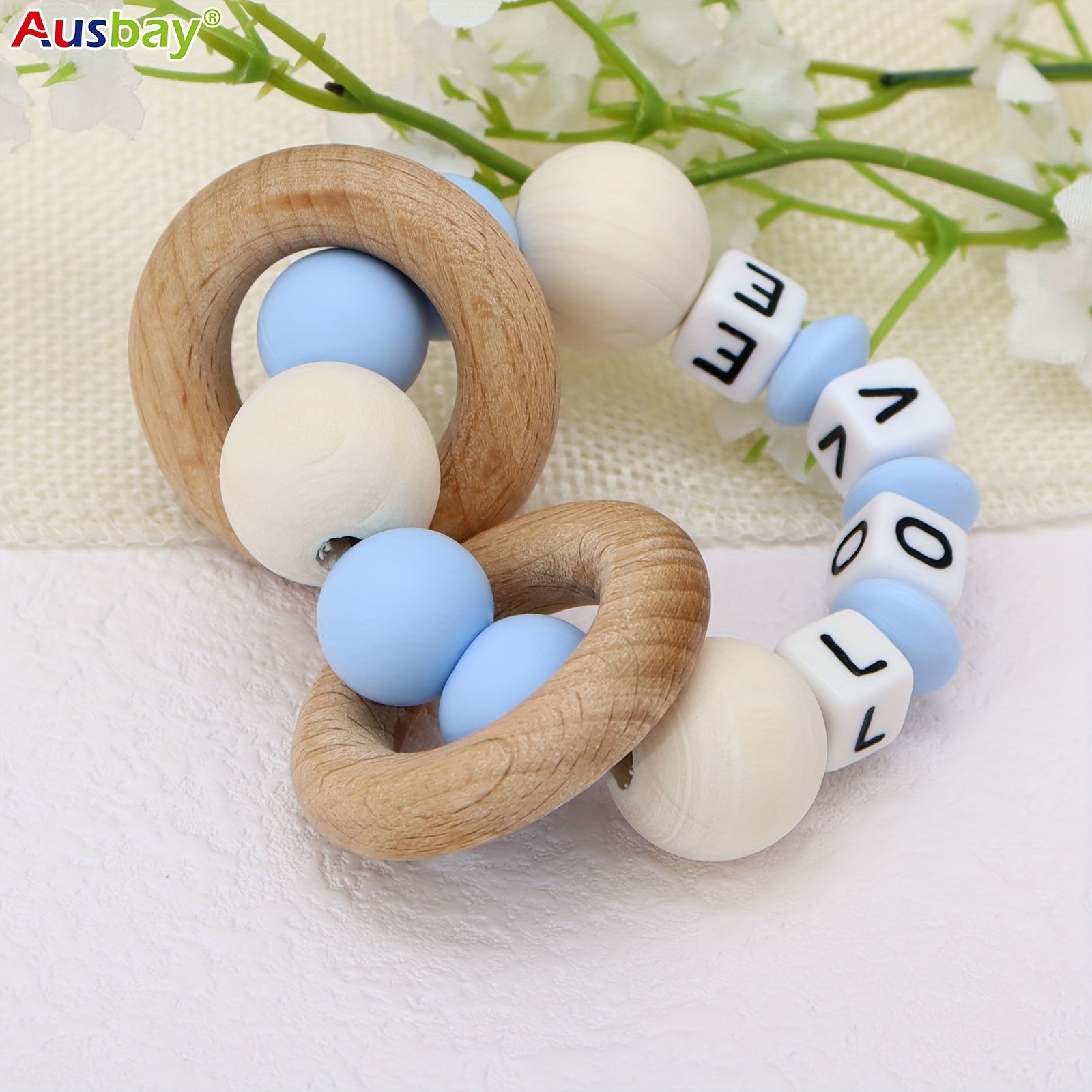 Customizable Wooden Teether Silicone Teething Toy