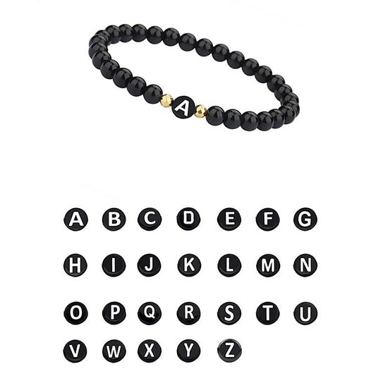 Alphabet Beaded Bracelet Stretch Beads Hand Jewelry Personalized Gift